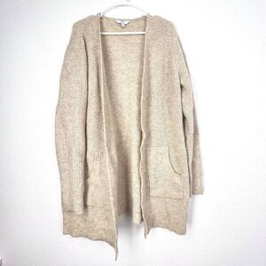 Time And Tru SZ Large Women’s cream Soft Long Open Front Cardigan Duster Pockets